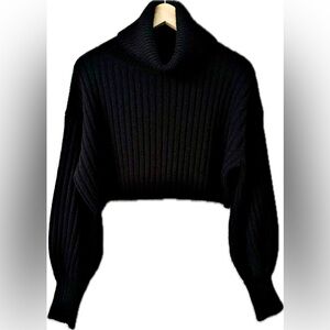 Streetwear Society Black Cropped Cowl Neck Sweater